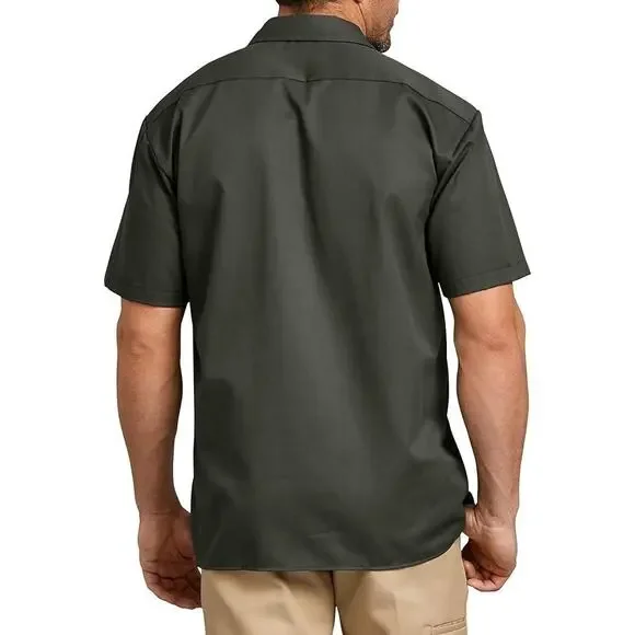 Dickies Short Sleeve Twill Work Shirt Mens 3XL Dark Green Original Fit Pockets - Picture 2 of 8